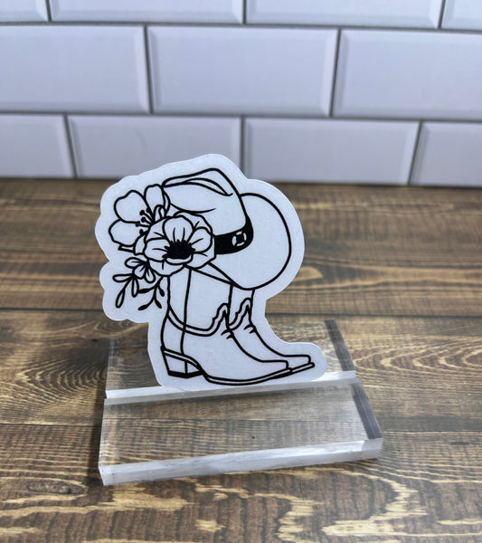 Cowboy Boot w/Flowers sticker