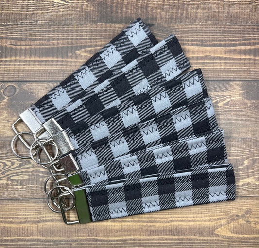 Wristlet Fabric Black and Grey Keychain